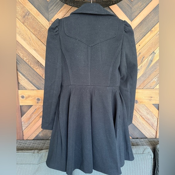 ASOS Black Trench Peacoat Skater Coat Size 4 - Picture 5 of 7